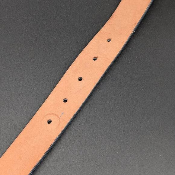 GAP Belt Womens Small Blue Leather Brass Buckle Hair Fur Made in USA Vtg 1990s